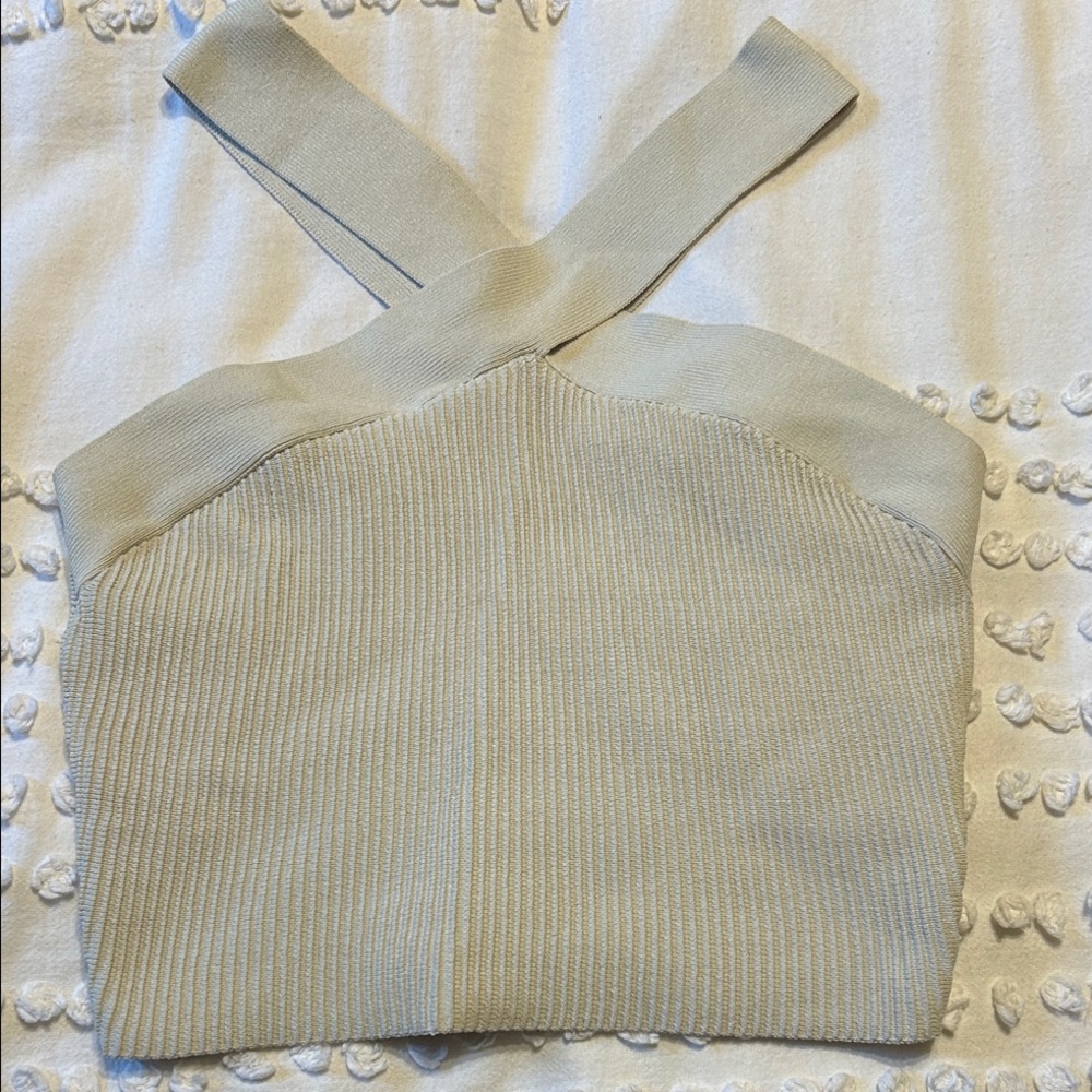 Babaton Cream Ribbed Knit Top